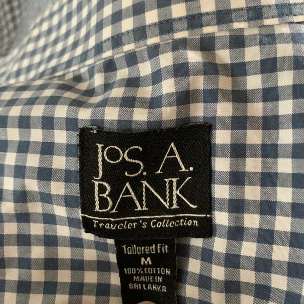 Jos A Bank Blue Plaid Button Down Shirt Tailored Fit Medium - Picture 2 of 6
